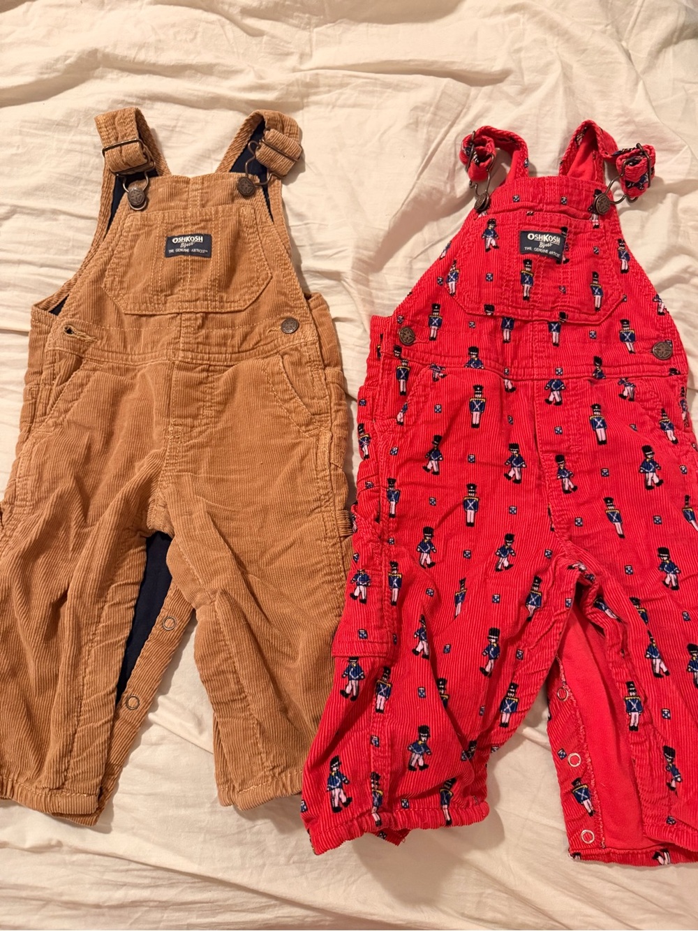 OshKosh B'gosh Corduroy Overalls in Red and Brown